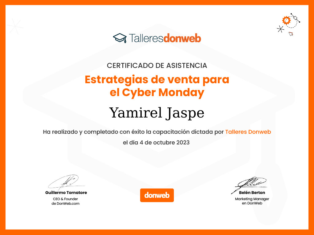Certificado de asistencia · Talleres DonWeb
