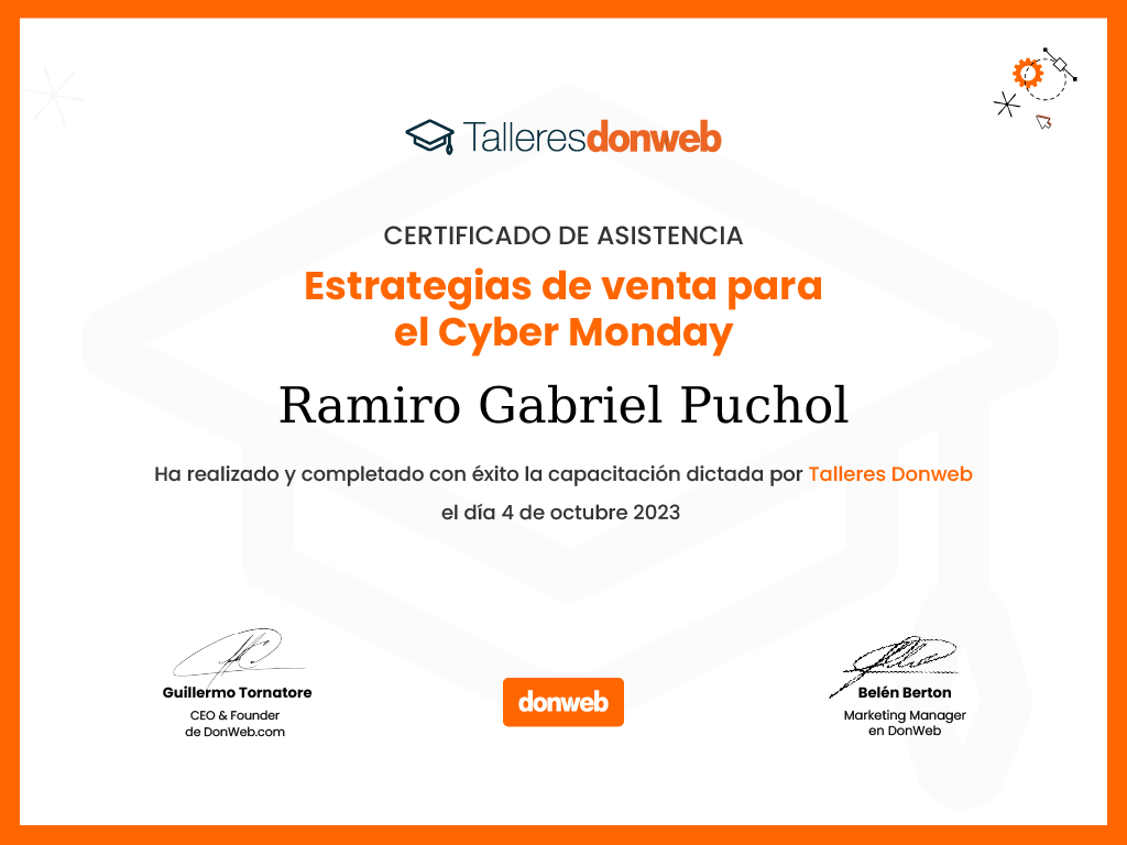 Certificado de asistencia · Talleres DonWeb