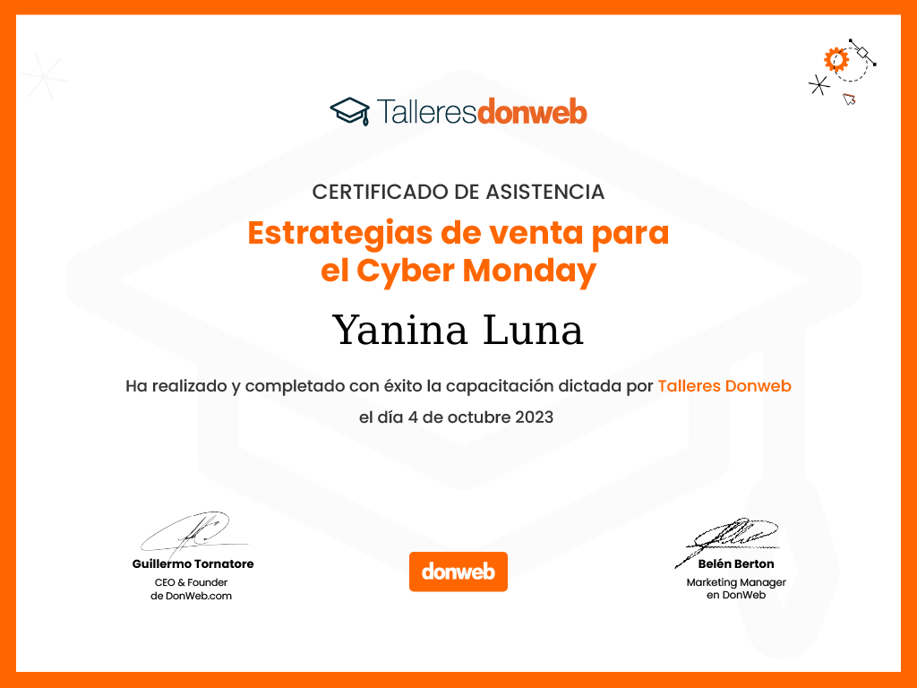 Certificado de asistencia · Talleres DonWeb