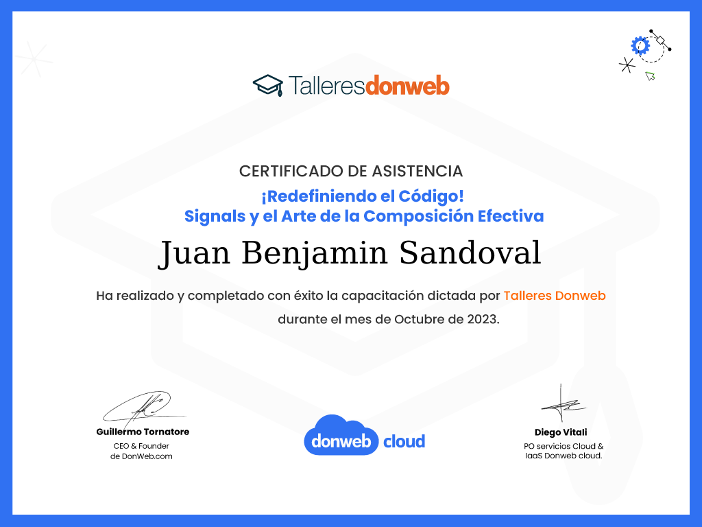 Certificado de asistencia · Talleres DonWeb