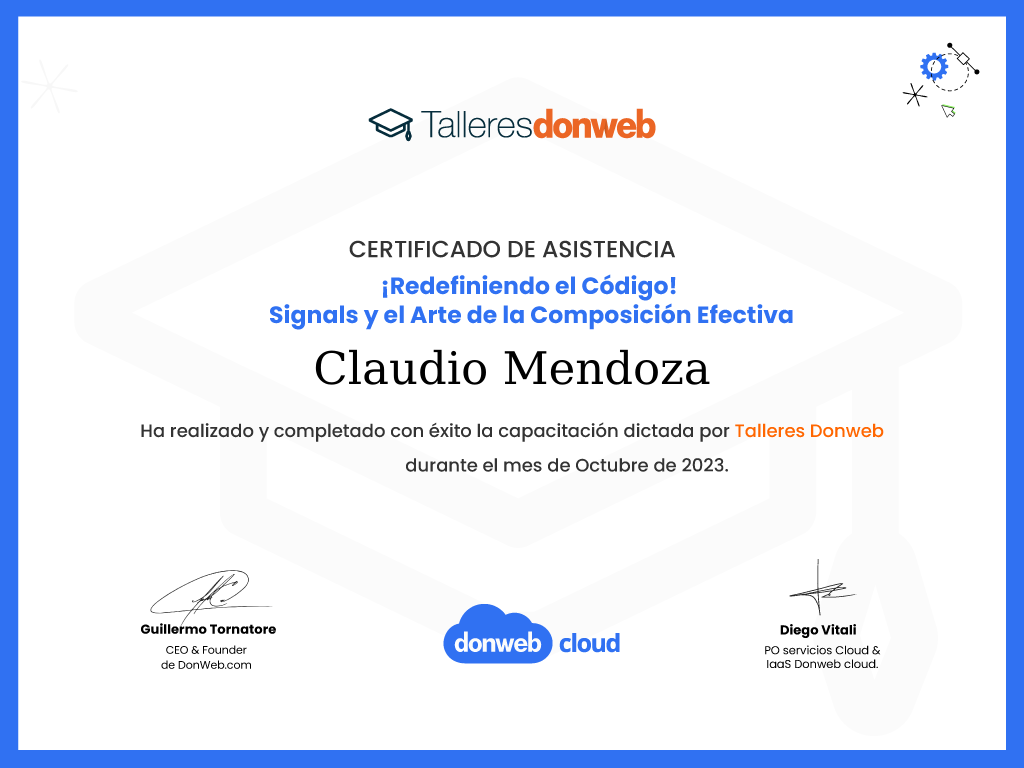 Certificado de asistencia · Talleres DonWeb