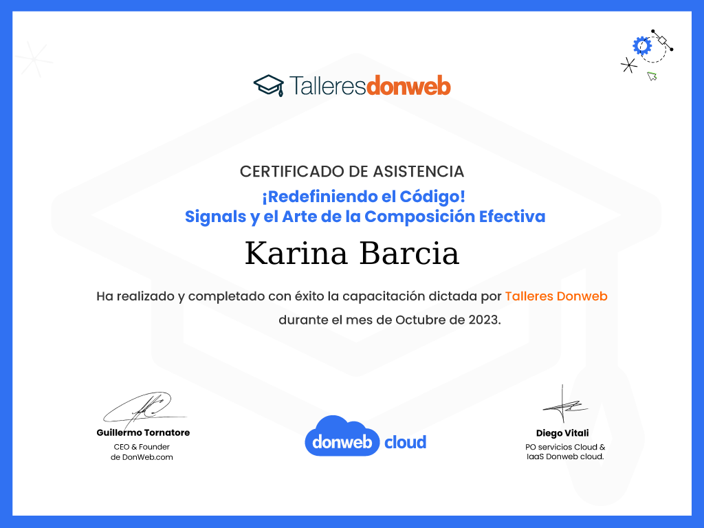 Certificado de asistencia · Talleres DonWeb