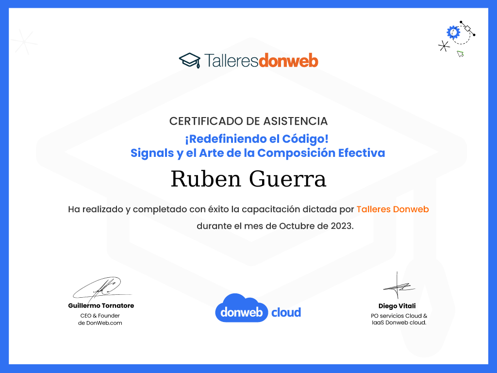 Certificado de asistencia · Talleres DonWeb