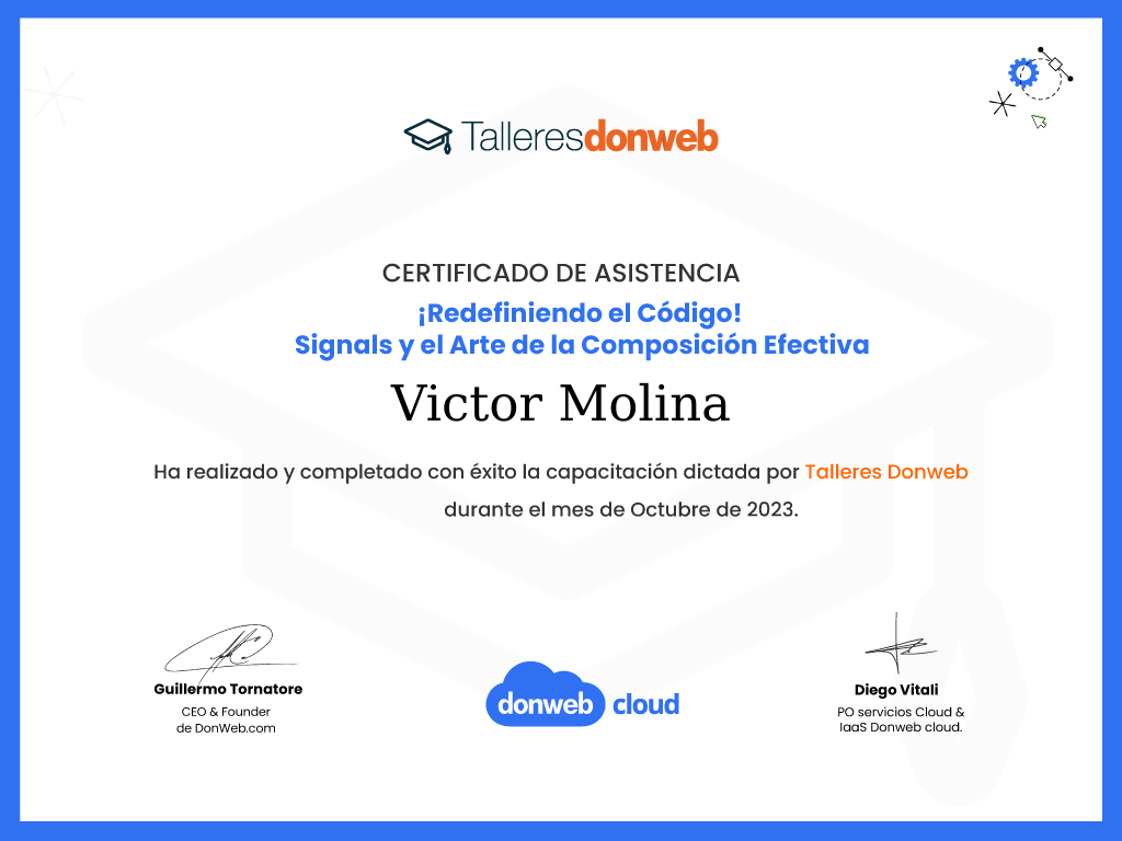 Certificado de asistencia · Talleres DonWeb