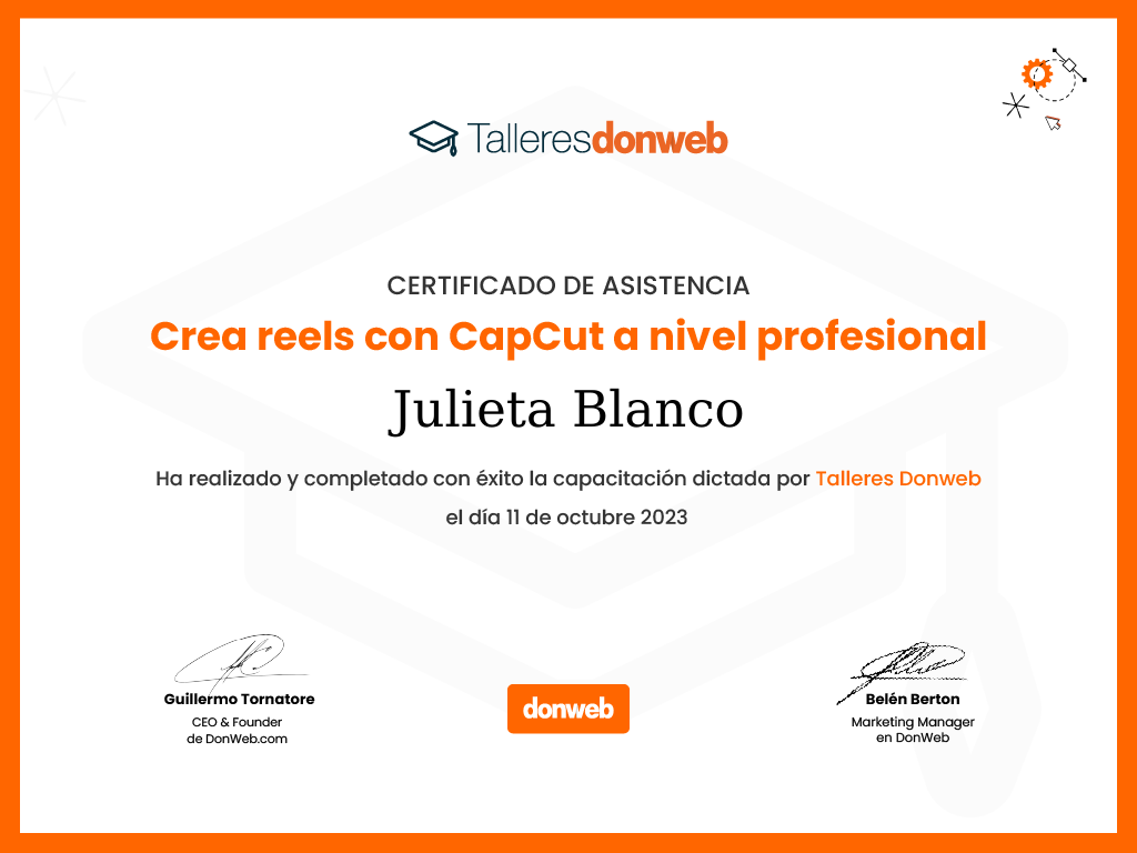 Certificado de asistencia · Talleres DonWeb