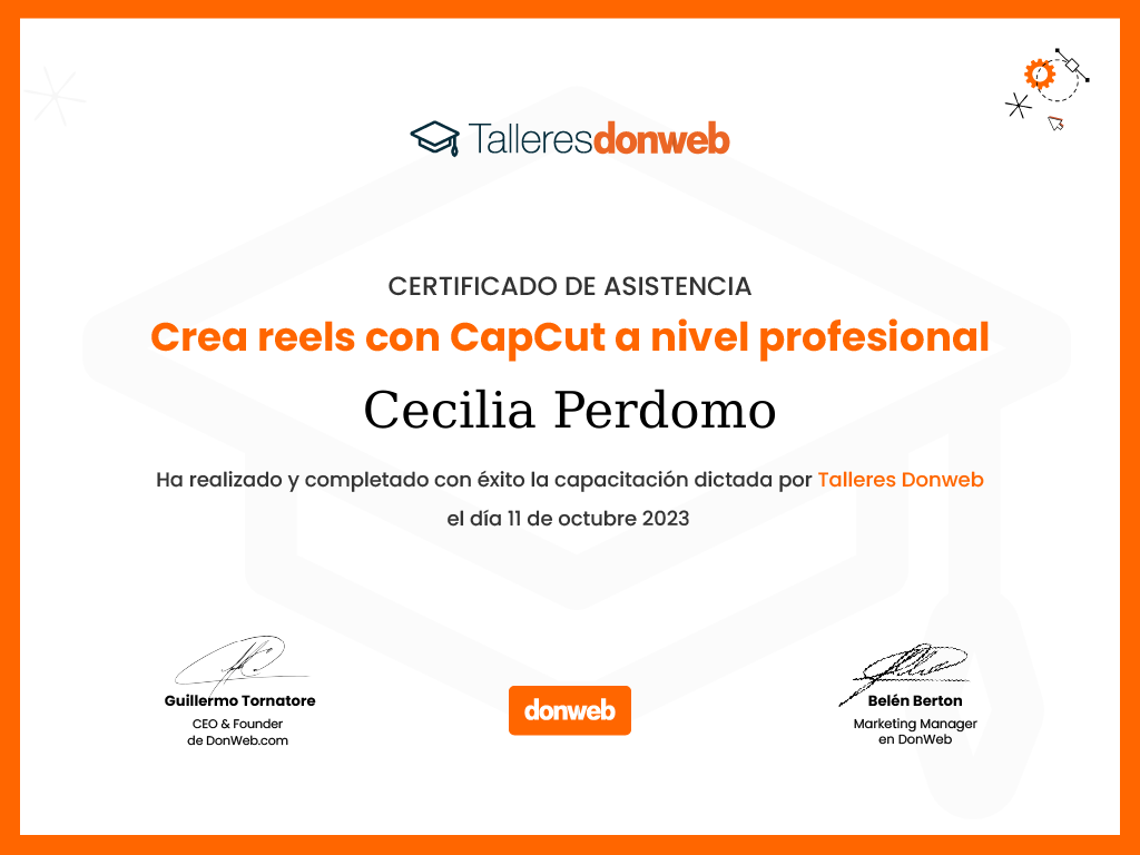 Certificado de asistencia · Talleres DonWeb
