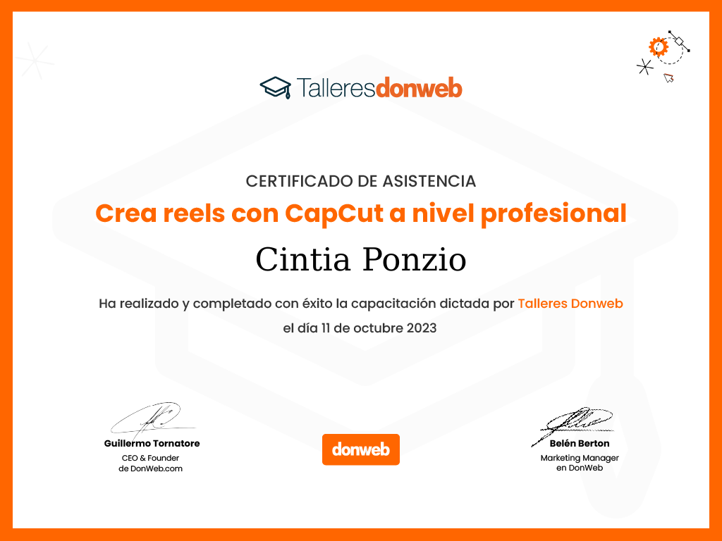 Certificado de asistencia · Talleres DonWeb