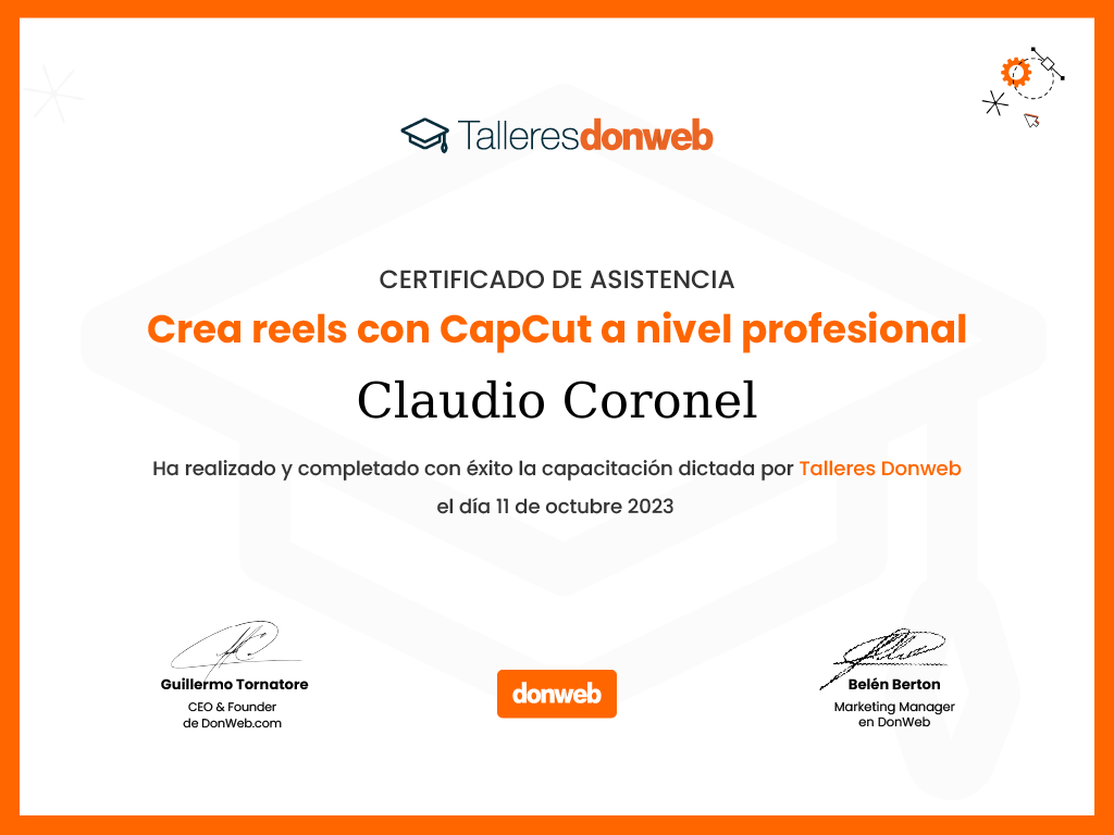 Certificado de asistencia · Talleres DonWeb