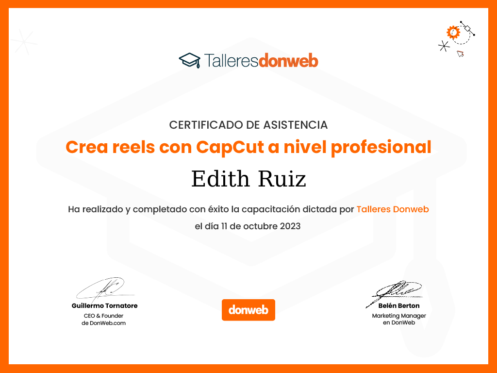 Certificado de asistencia · Talleres DonWeb