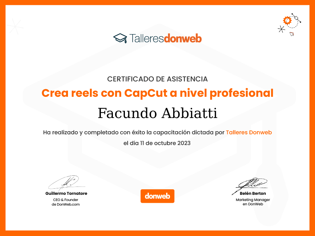 Certificado de asistencia · Talleres DonWeb