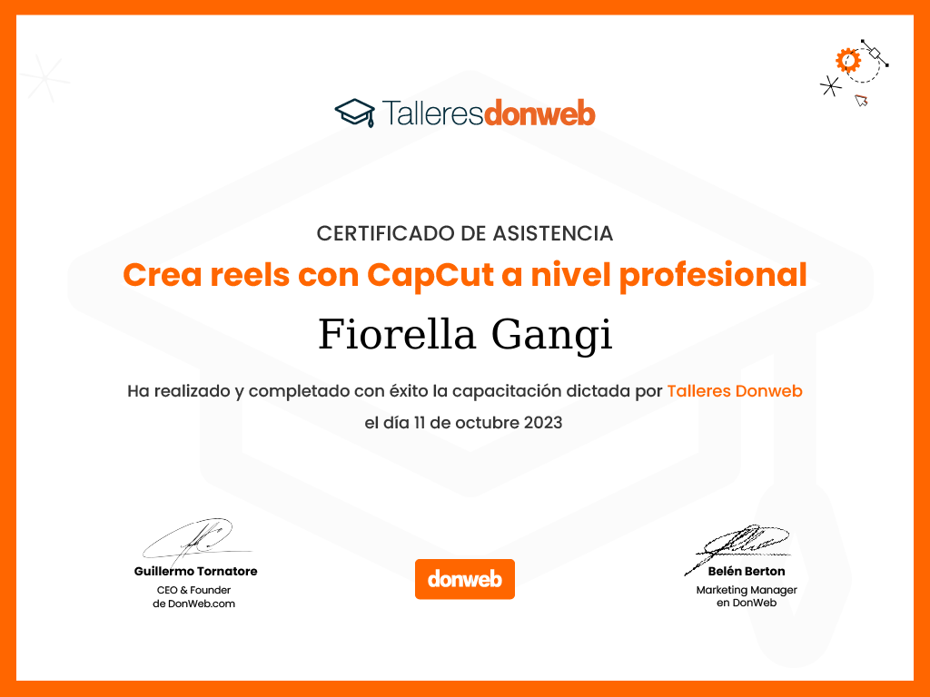 Certificado de asistencia · Talleres DonWeb