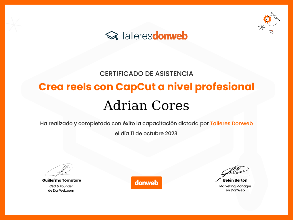 Certificado de asistencia · Talleres DonWeb