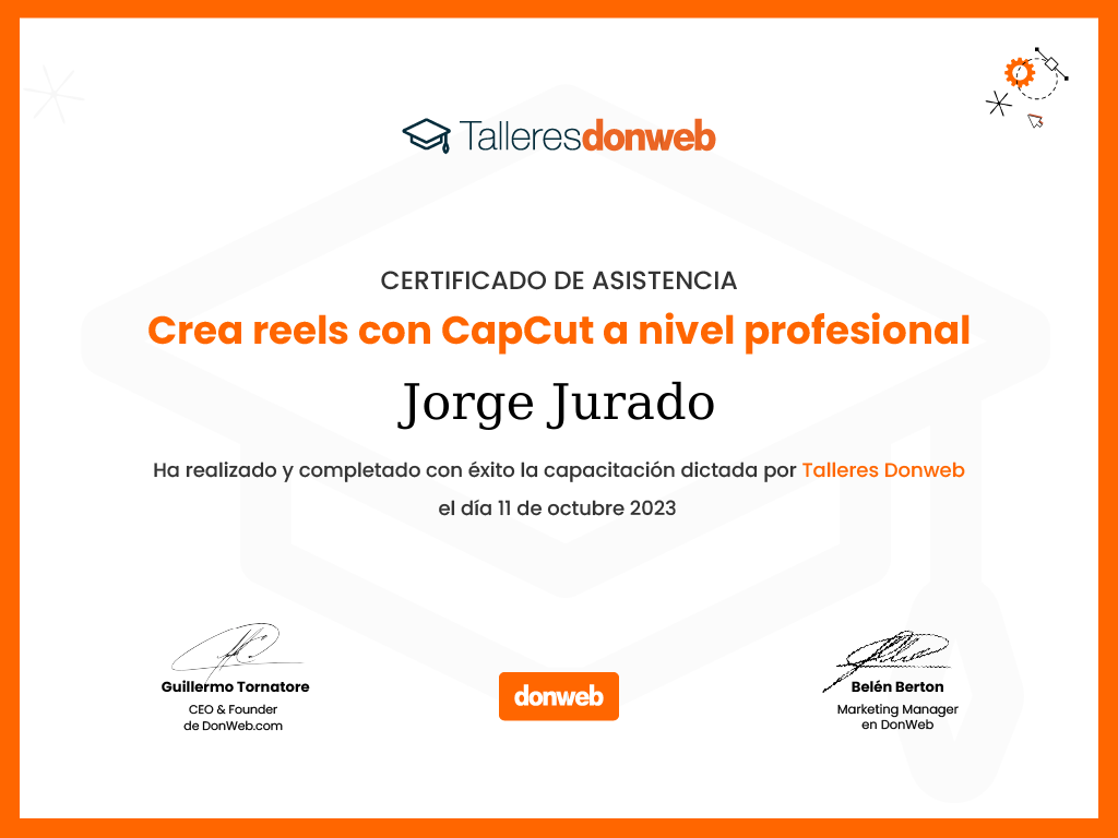 Certificado de asistencia · Talleres DonWeb