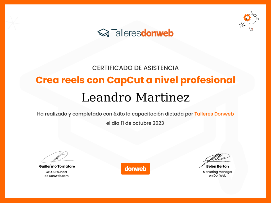 Certificado de asistencia · Talleres DonWeb