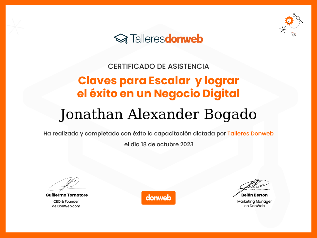Certificado de asistencia · Talleres DonWeb