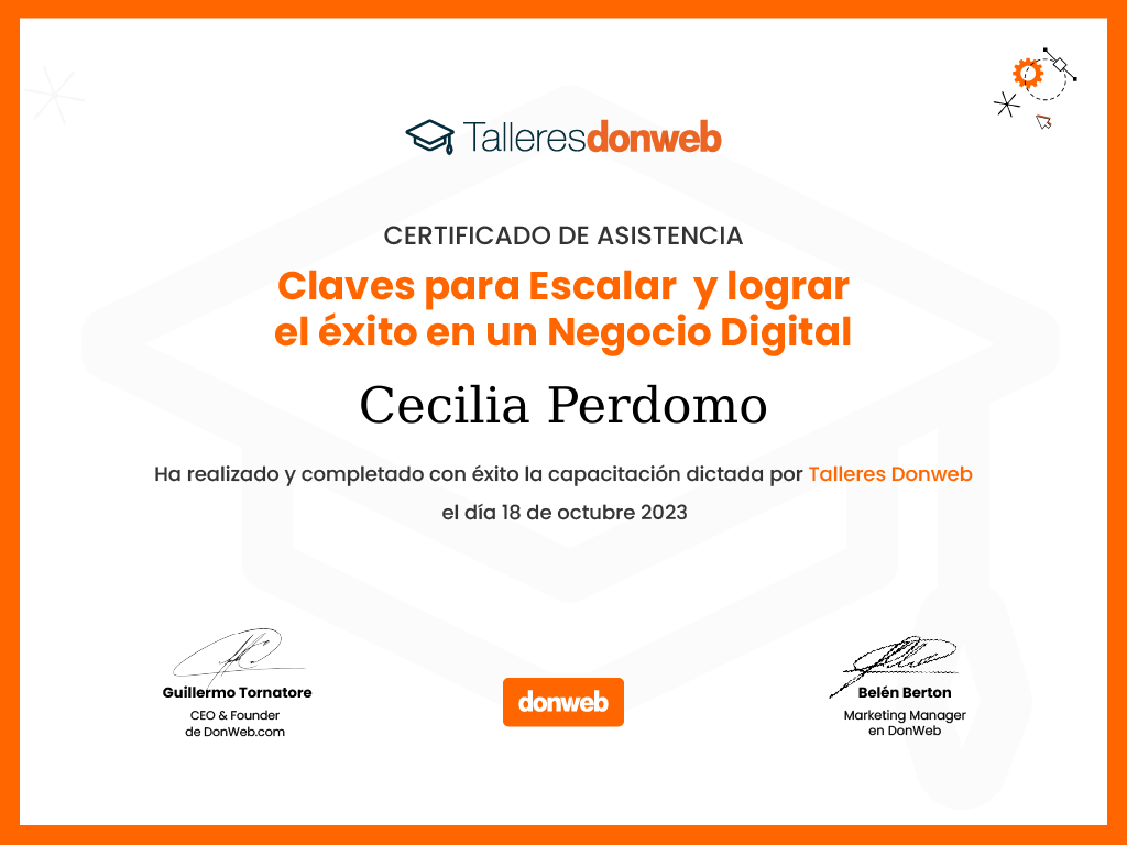 Certificado de asistencia · Talleres DonWeb