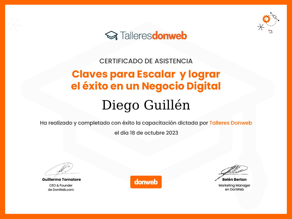 Certificado de asistencia · Talleres DonWeb