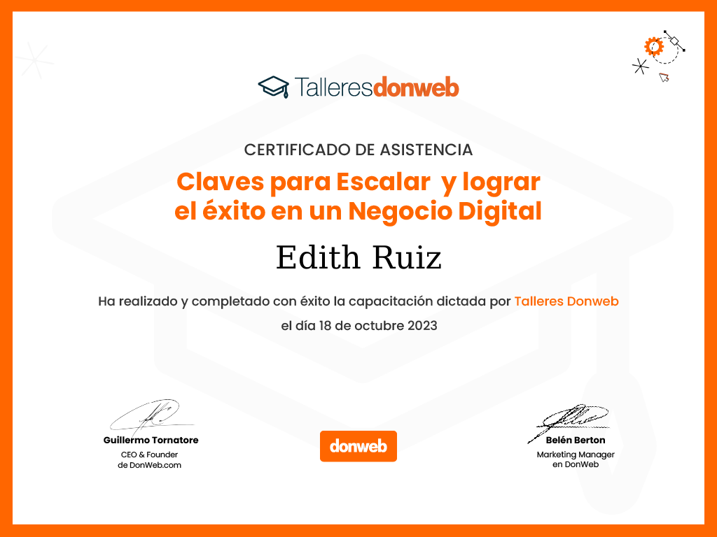 Certificado de asistencia · Talleres DonWeb