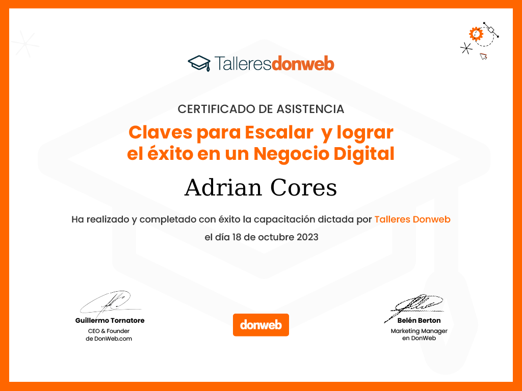 Certificado de asistencia · Talleres DonWeb