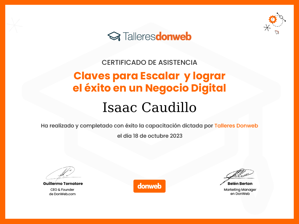 Certificado de asistencia · Talleres DonWeb