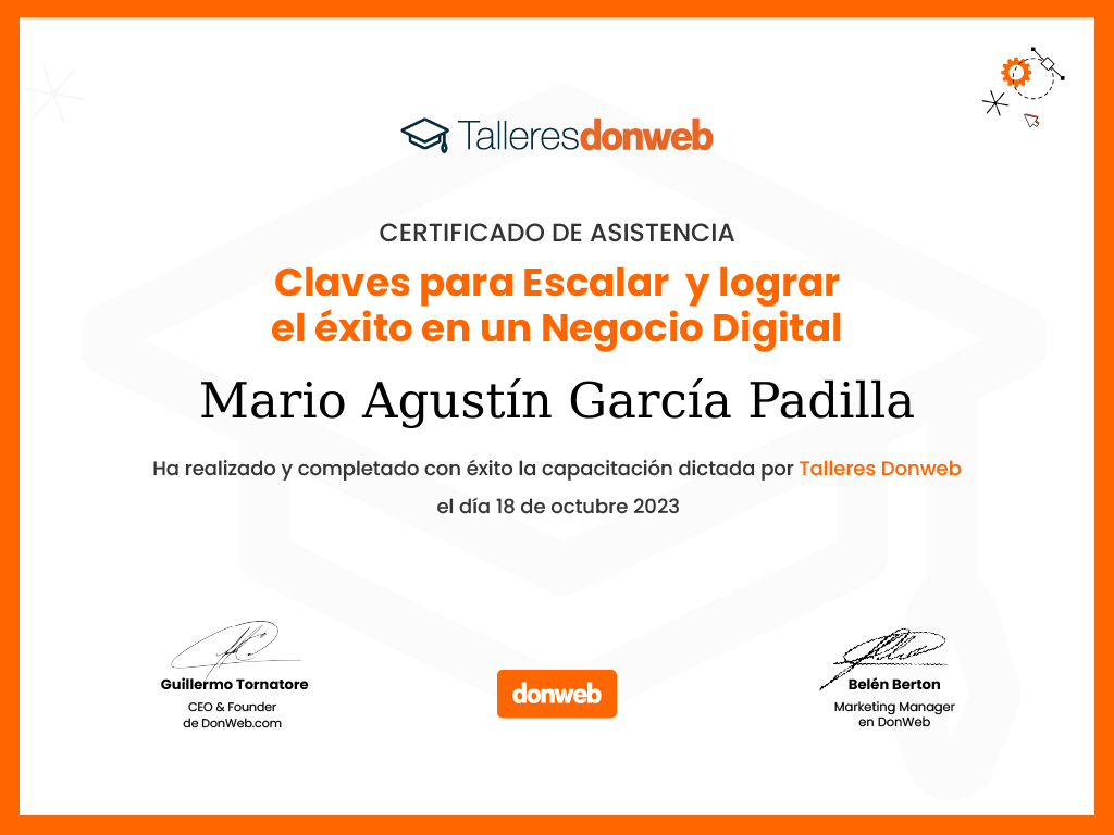 Certificado de asistencia · Talleres DonWeb