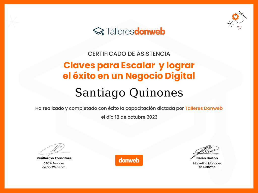 Certificado de asistencia · Talleres DonWeb