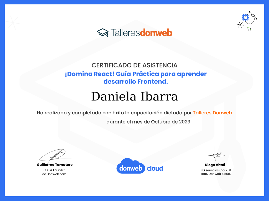 Certificado de asistencia · Talleres DonWeb