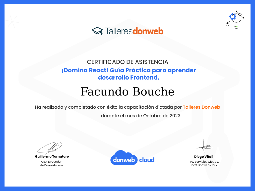 Certificado de asistencia · Talleres DonWeb