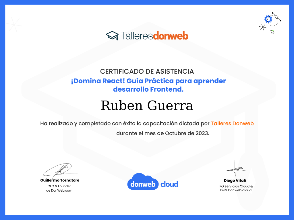 Certificado de asistencia · Talleres DonWeb