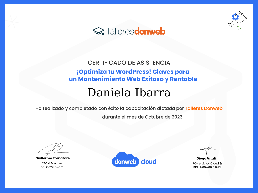 Certificado de asistencia · Talleres DonWeb