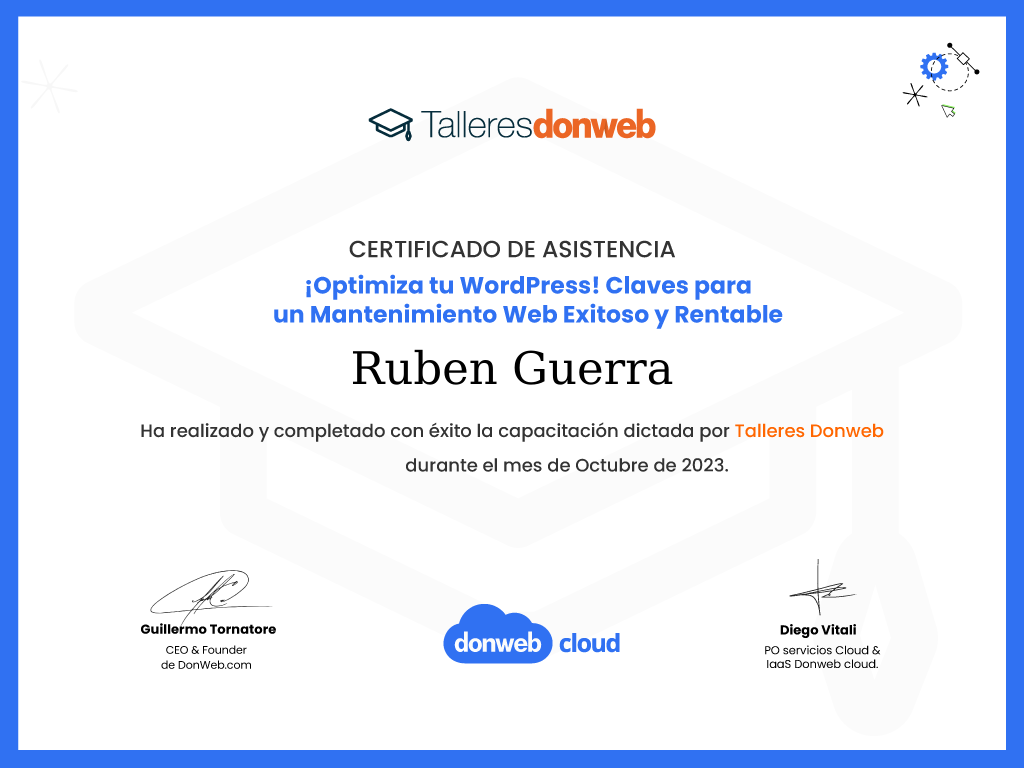 Certificado de asistencia · Talleres DonWeb