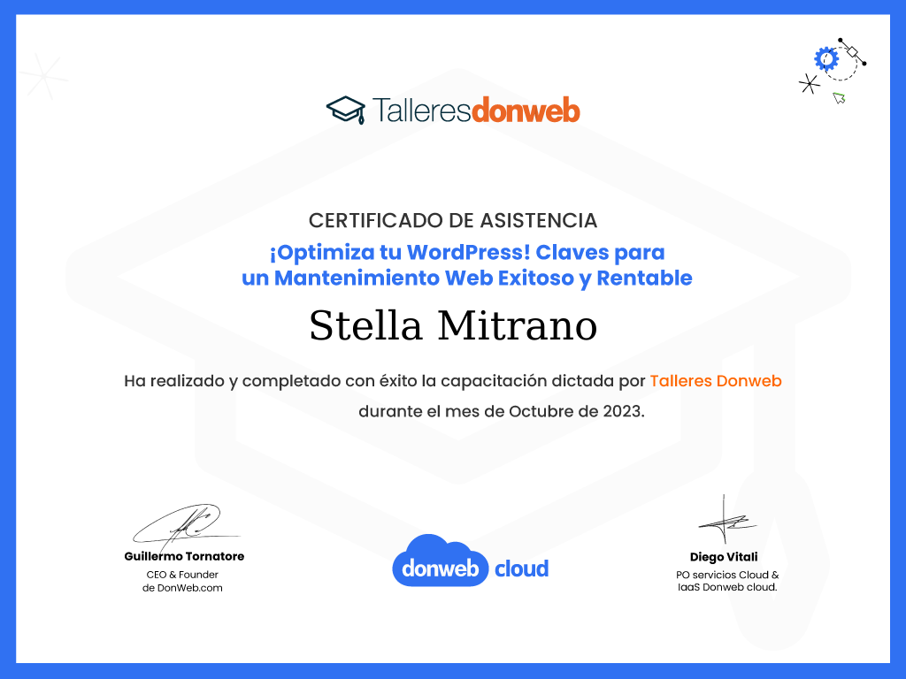 Certificado de asistencia · Talleres DonWeb