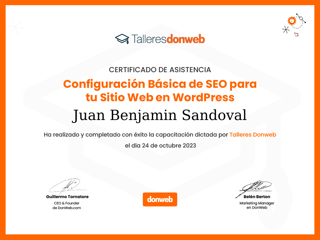Certificado de asistencia · Talleres DonWeb