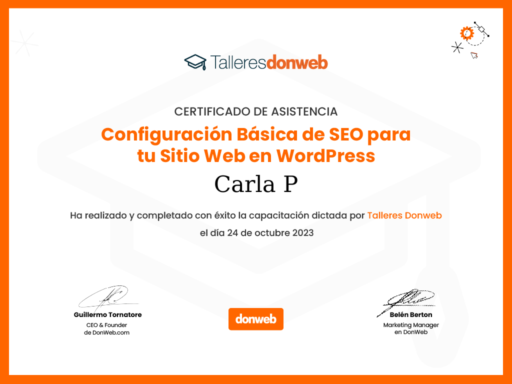 Certificado de asistencia · Talleres DonWeb