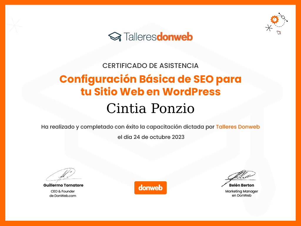 Certificado de asistencia · Talleres DonWeb