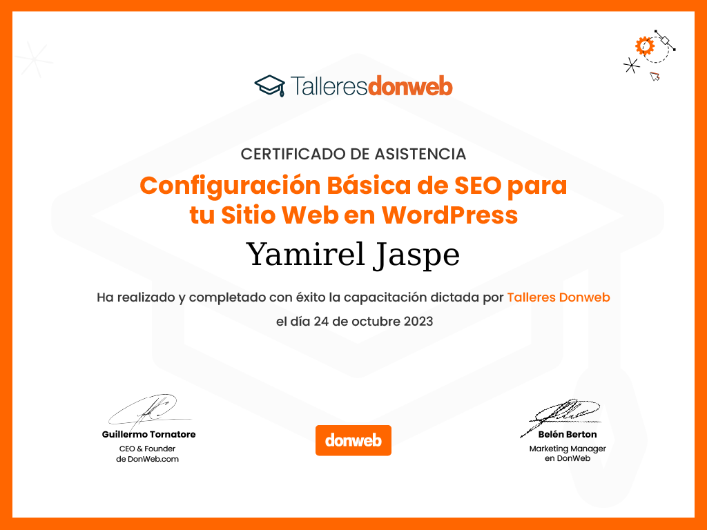 Certificado de asistencia · Talleres DonWeb