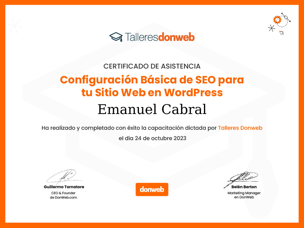 Certificado de asistencia · Talleres DonWeb