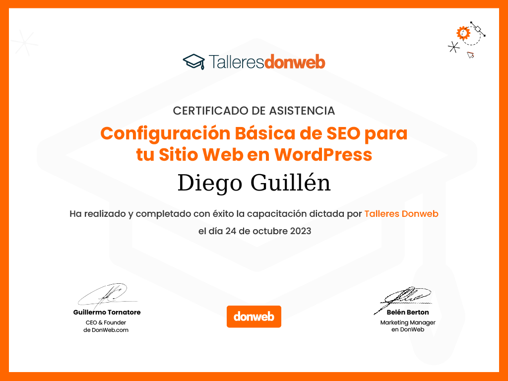 Certificado de asistencia · Talleres DonWeb