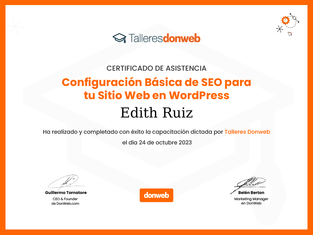 Certificado de asistencia · Talleres DonWeb