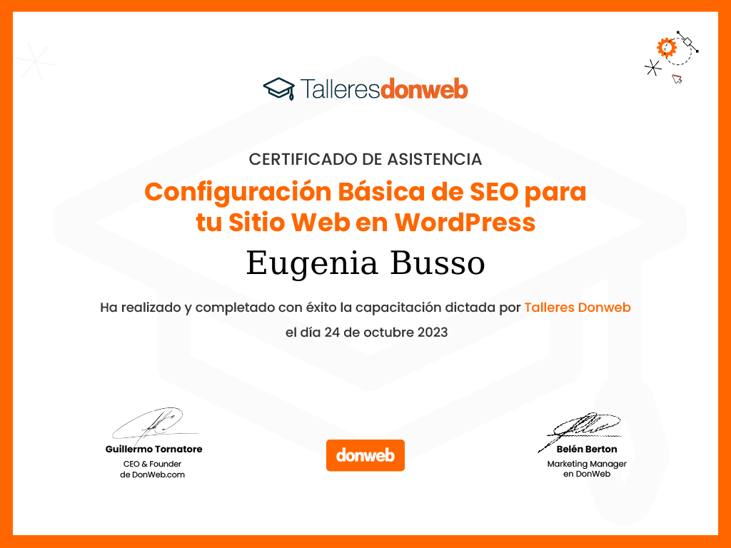 Certificado de asistencia · Talleres DonWeb