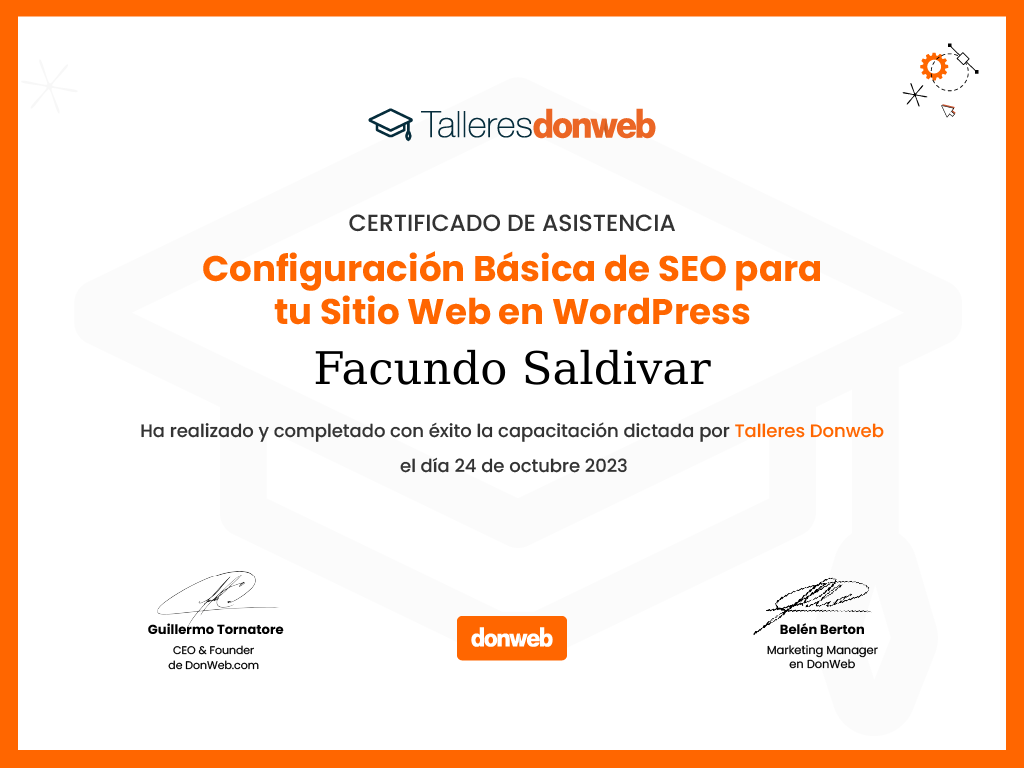 Certificado de asistencia · Talleres DonWeb