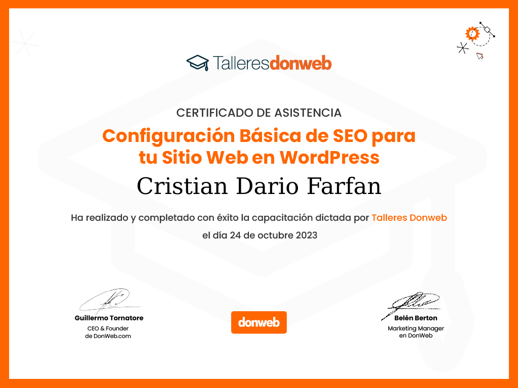 Certificado de asistencia · Talleres DonWeb