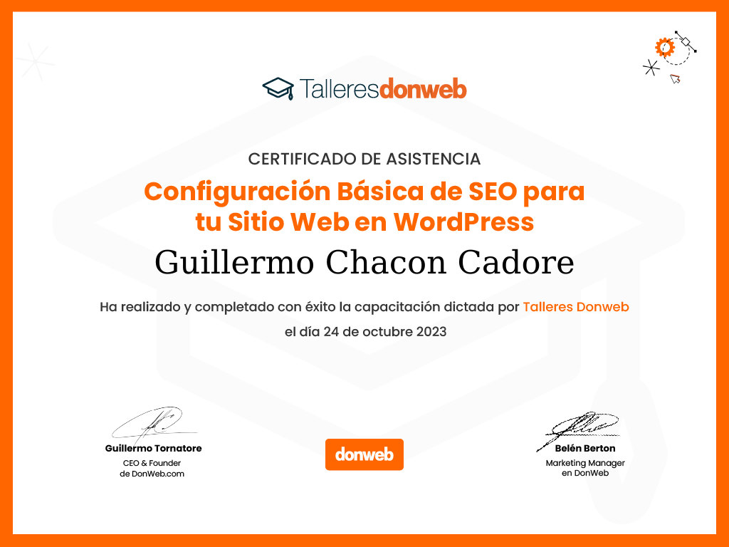 Certificado de asistencia · Talleres DonWeb