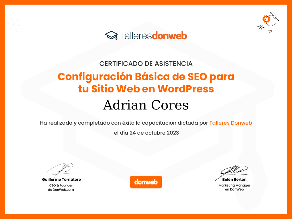 Certificado de asistencia · Talleres DonWeb