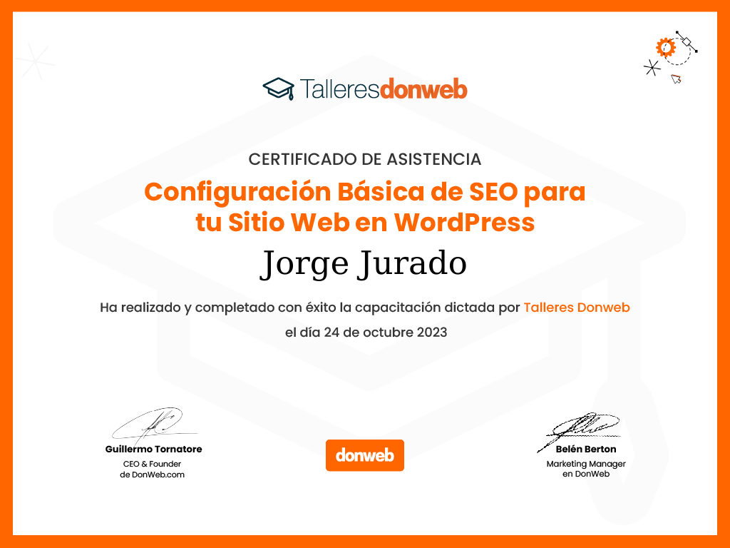 Certificado de asistencia · Talleres DonWeb