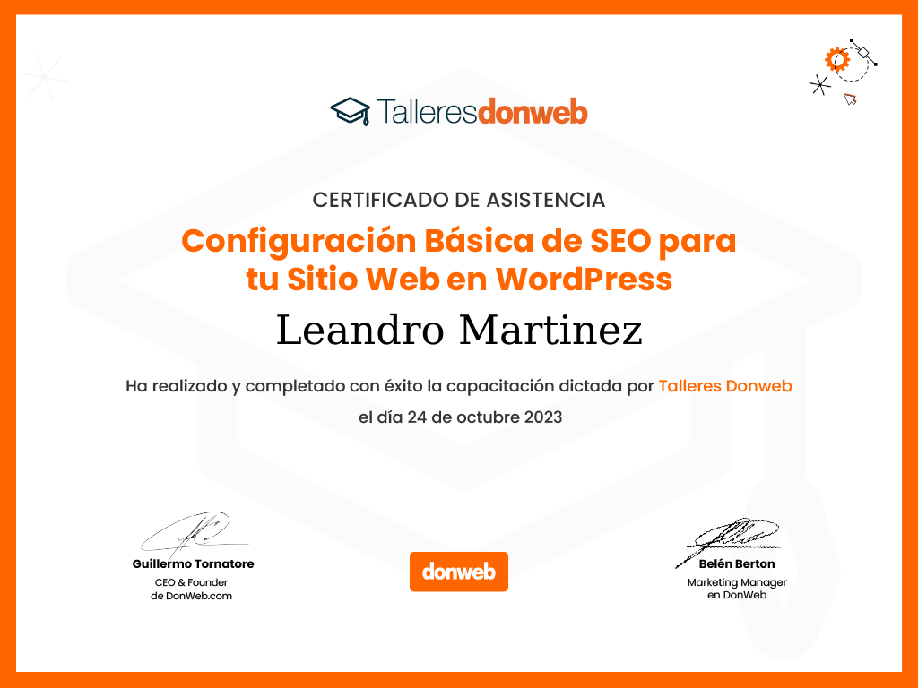 Certificado de asistencia · Talleres DonWeb