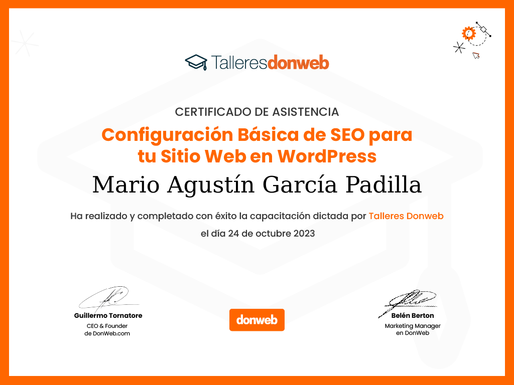 Certificado de asistencia · Talleres DonWeb