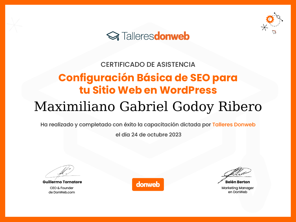 Certificado de asistencia · Talleres DonWeb