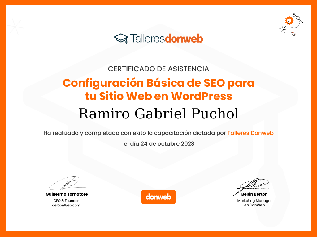Certificado de asistencia · Talleres DonWeb