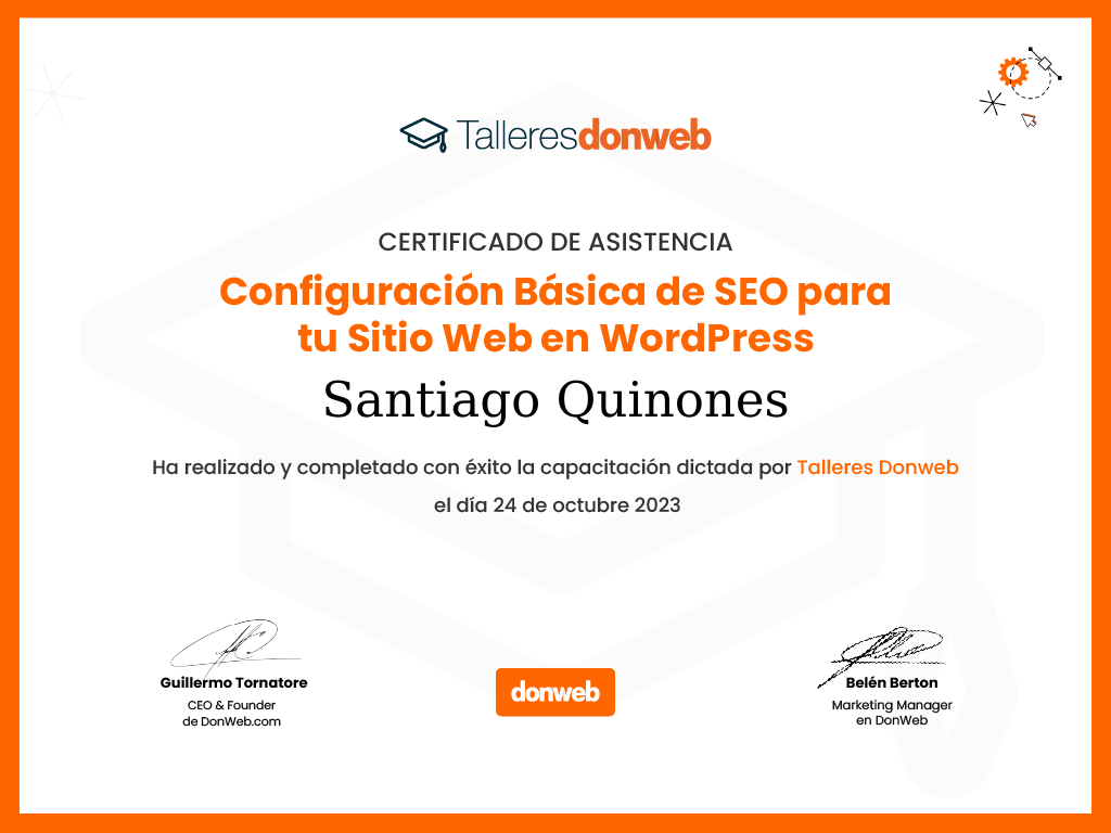 Certificado de asistencia · Talleres DonWeb